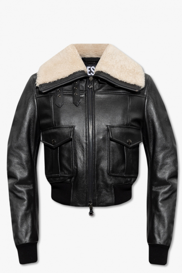 Diesel ‘L-Isek’ leather Hoodie jacket