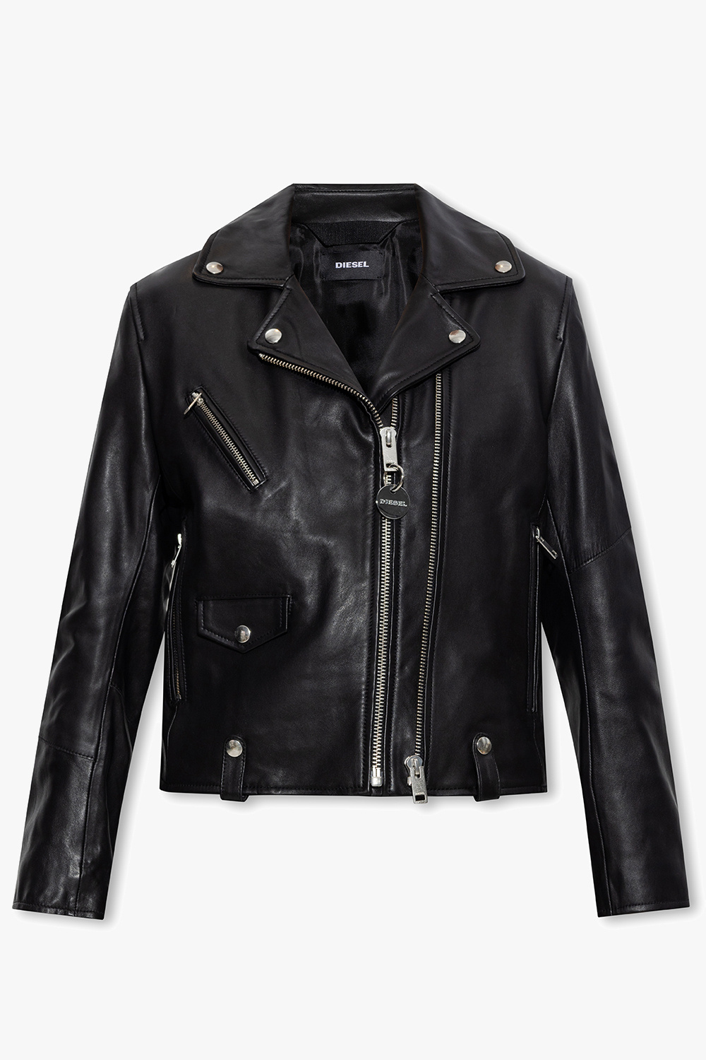 Diesel embossed-logo Leather Jacket - Farfetch