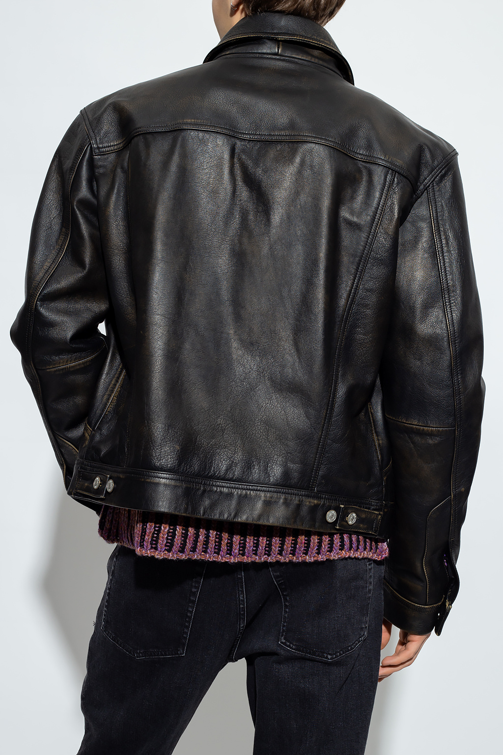 Diesel ‘L-Riley’ leather sweater jacket