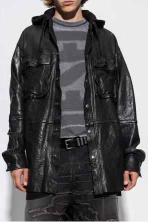 Diesel ‘L-SPHINX’ leather jacket with hood