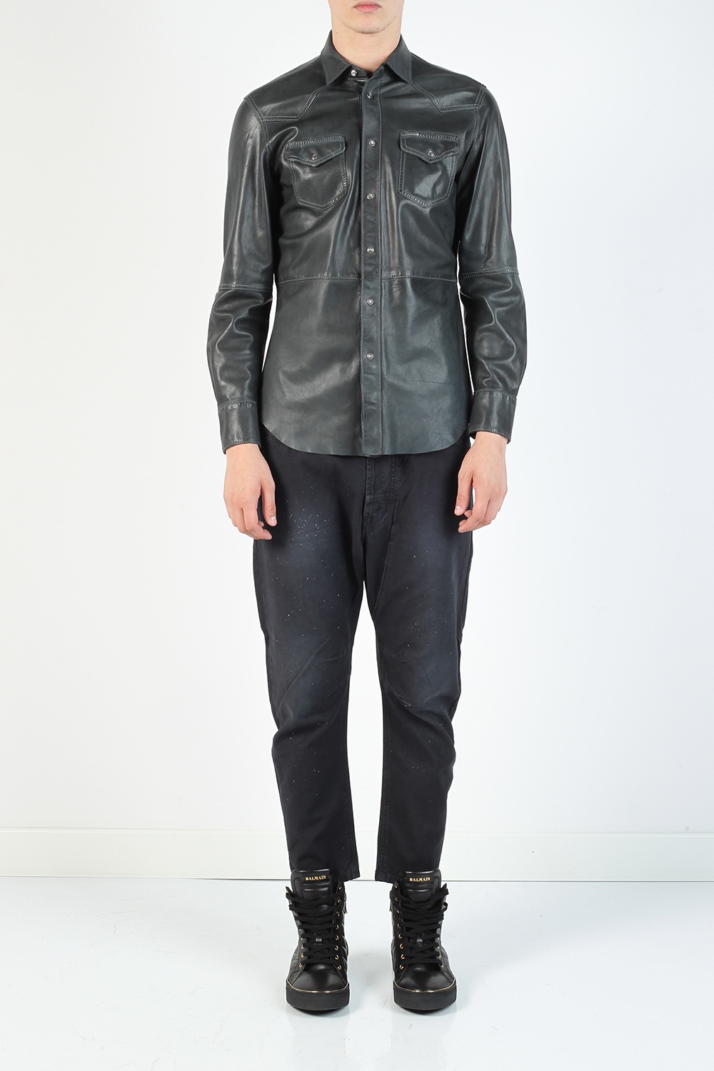 diesel leather shirt