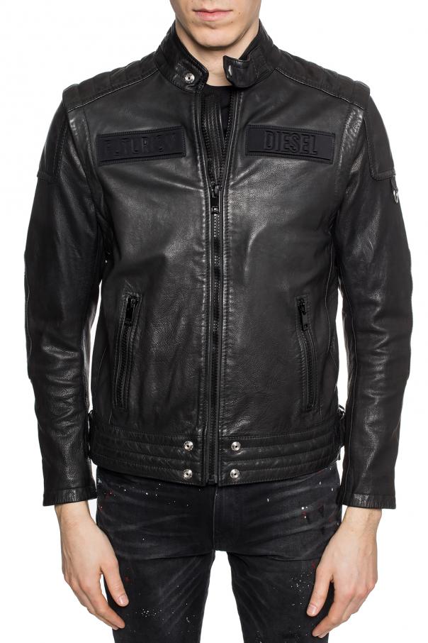 Branded leather jacket Diesel - Vitkac Sweden