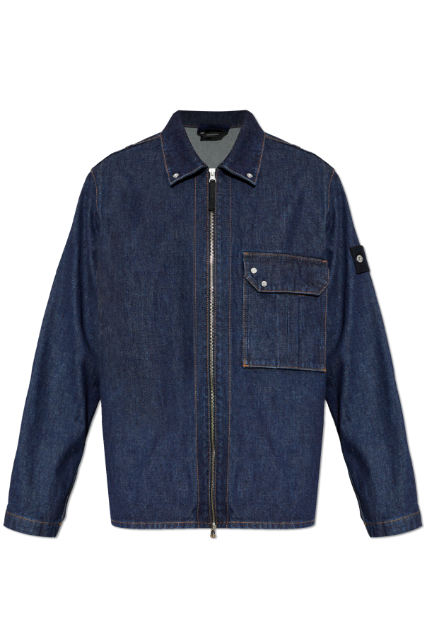 Denim jacket with logo patch od Stone Island