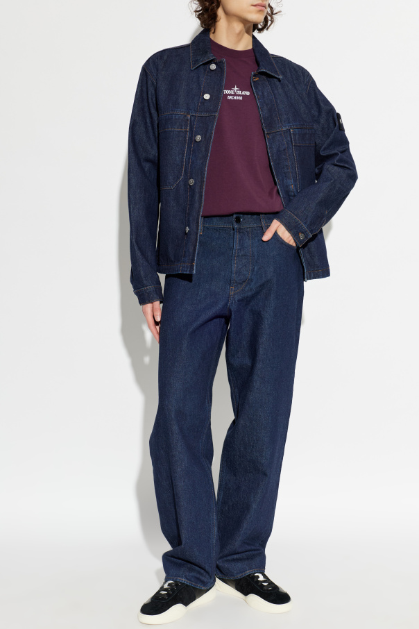 Stone Island Denim jacket with logo patch