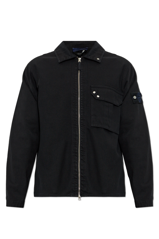 Denim jacket with logo patch od Stone Island