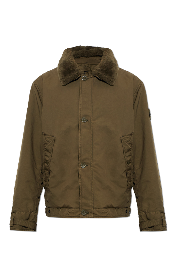 Insulated jacket with faux fur collar od Stone Island