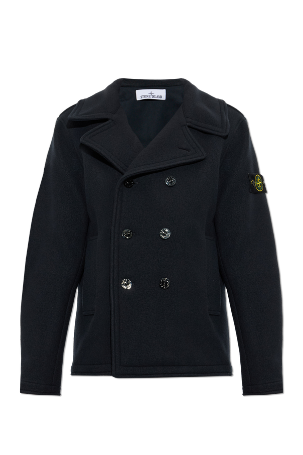Wool coat with open lapels od Stone Island