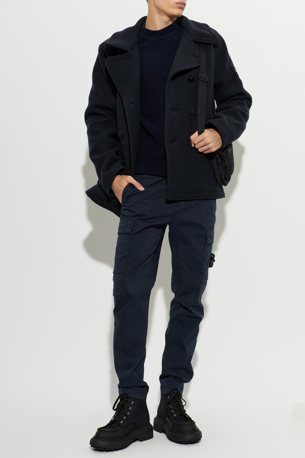Stone Island Wool coat with open lapels