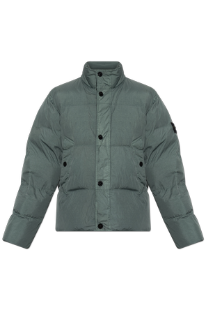 Puffer jacket with logo patch