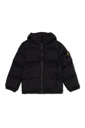 Puffer jacket with logo patch
