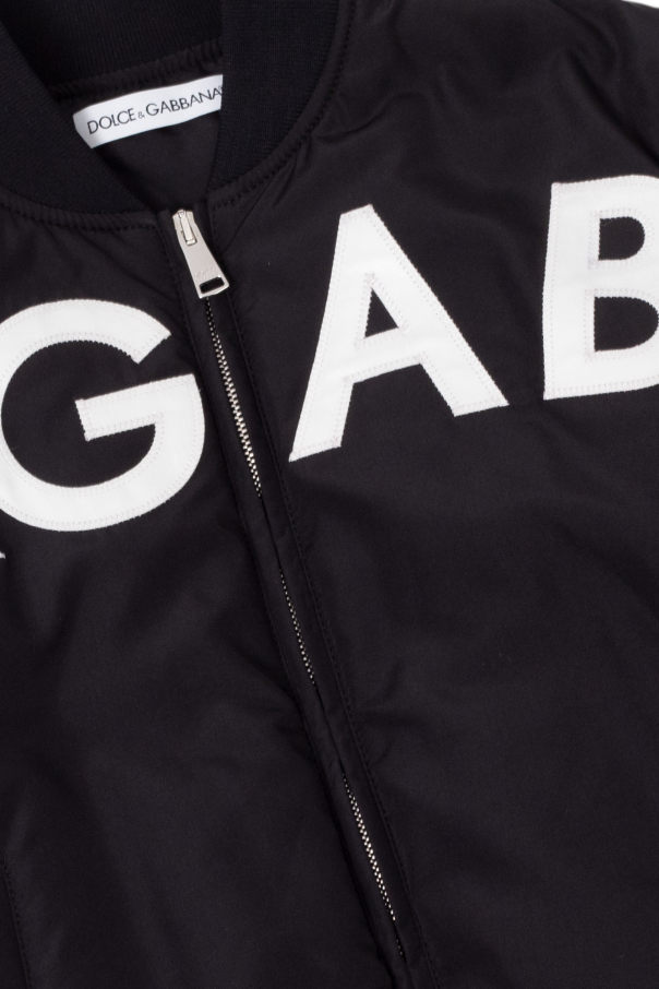 Dolce & Gabbana silk pleated flared dress Kids Bomber jacket