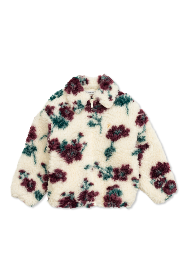 Furry jacket with floral motif od Dolce & Gabbana Kids