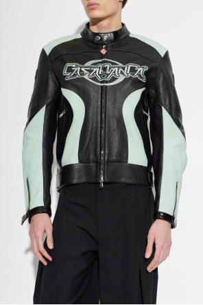 Casablanca Leather jacket with stand-up collar