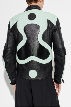 Casablanca Leather jacket with stand-up collar