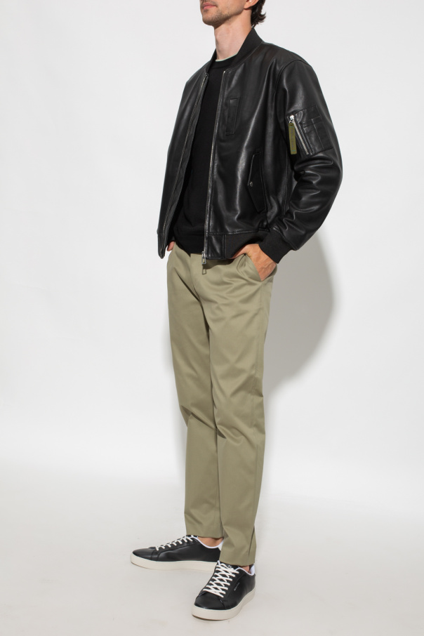 Carhartt WIP Blå batikmönstrad t-shirt med ficka Leather bomber jacket