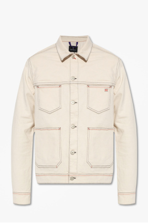 Denim jacket od fish-print cotton shirt