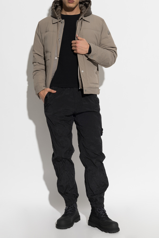 Moose Knuckles Light Gray Down Jacket with Detachable Hood by Moose Knuckles