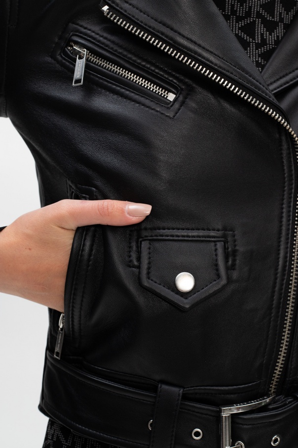 Michael Kors Dark Caramel Leather Biker Jacket  Women  Best Price and  Reviews  Zulily