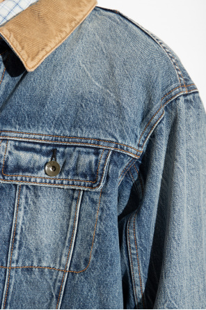 ruffle-trim button-front shirt  Denim stretch jacket