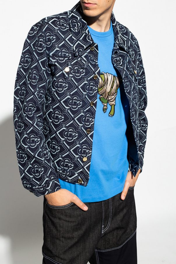 CASABLANCA Monogram-print Denim Jacket in Blue for Men