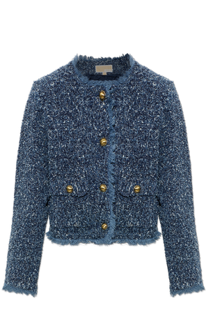 Tweed blazer with raw-edge finish