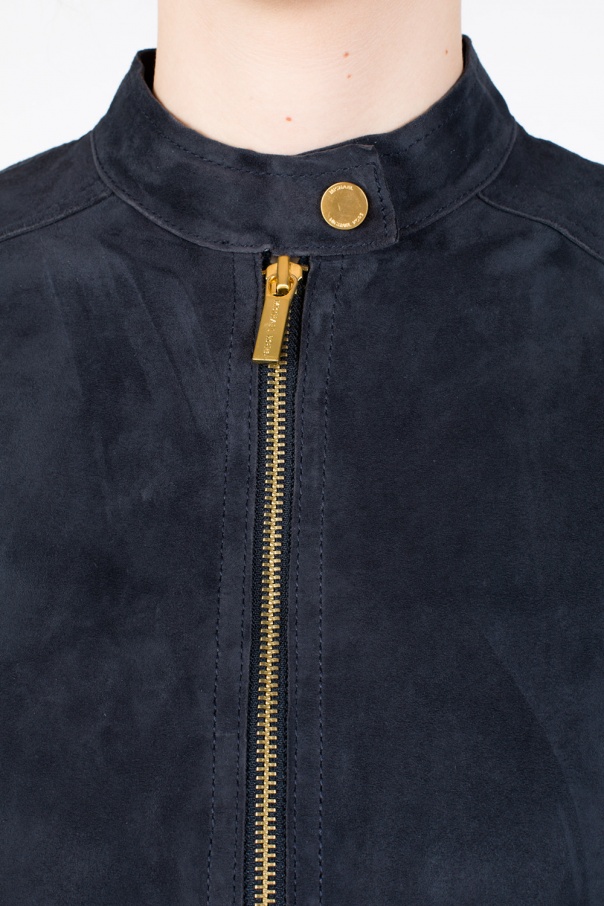Navy blue Band collar suede jacket Michael Michael Kors - Vitkac KR