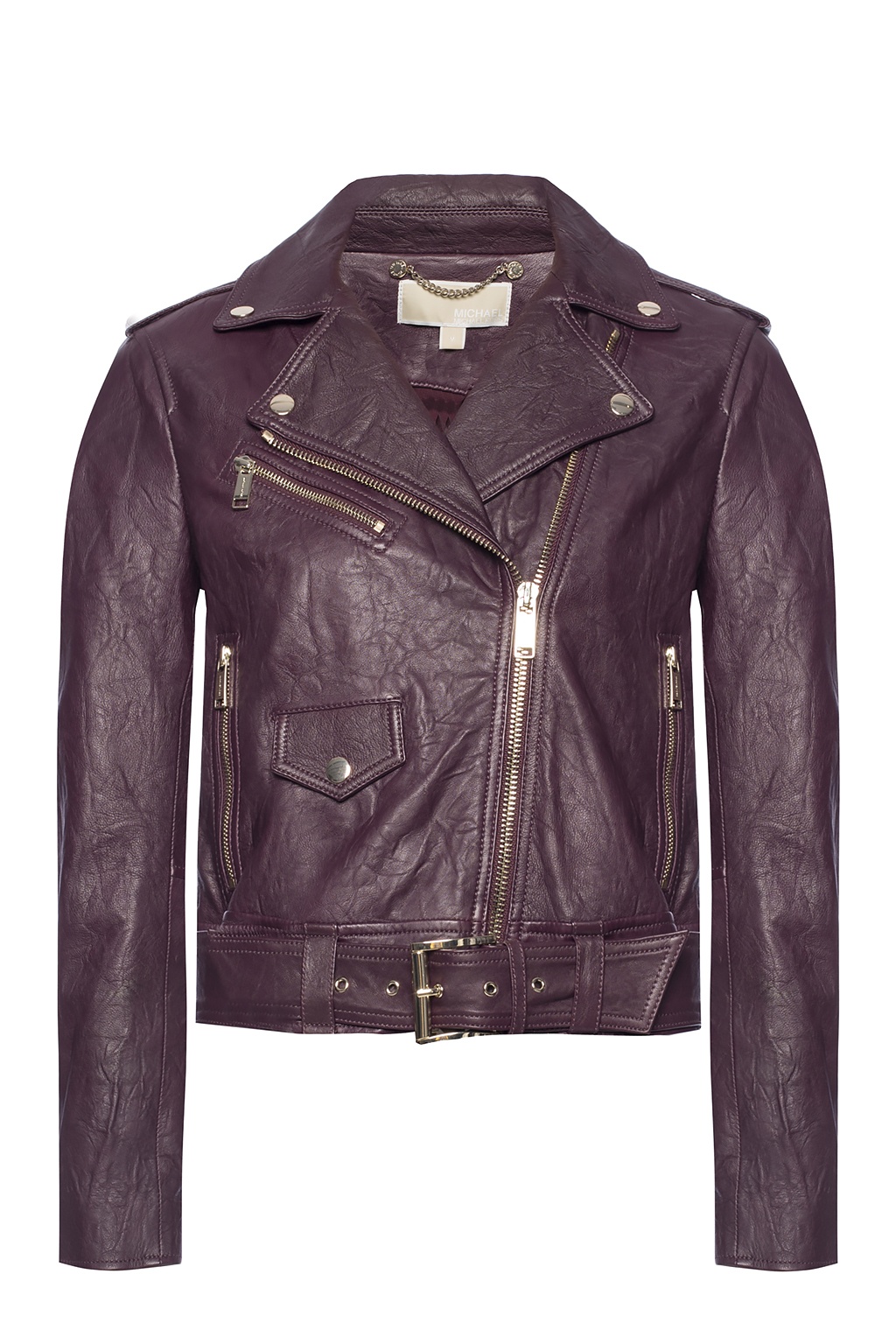 Leather biker jacket Michael Kors Brown size S International in Leather   13712385