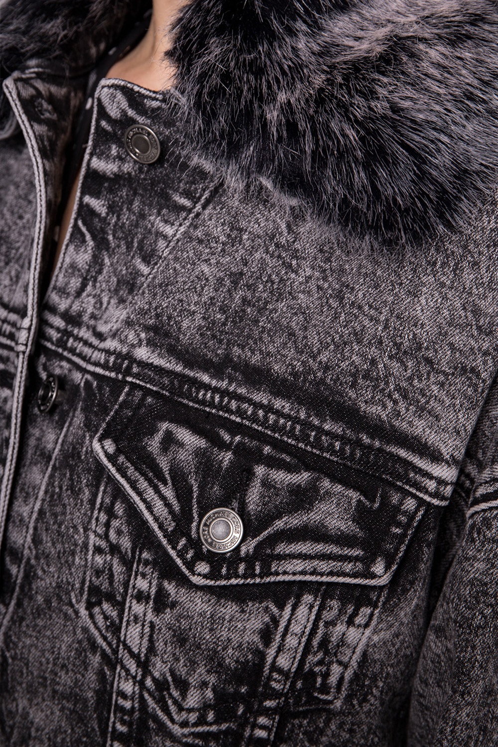 michael kors denim jacket with fur