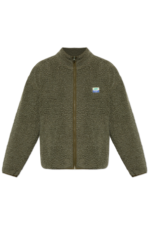 Sudadera peluda con parche de logo