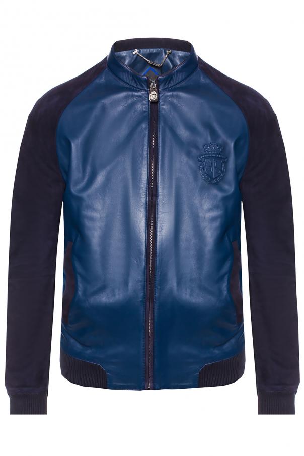 logo embossed bomber jacket