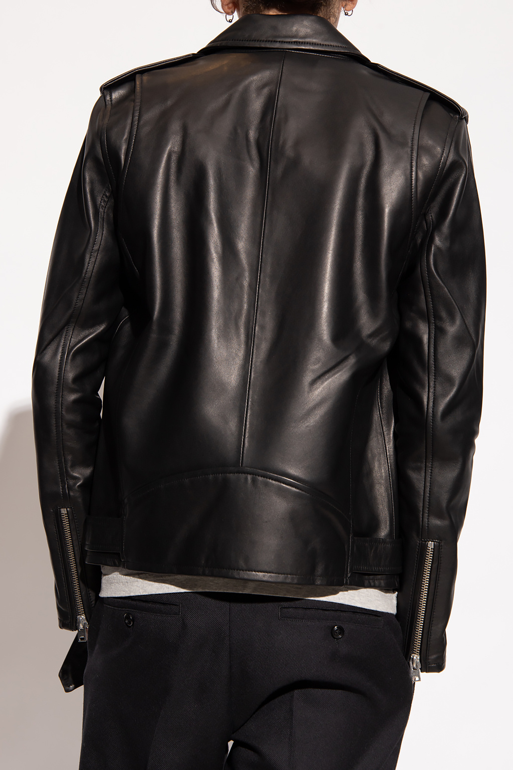 Iro Leather crewneck jacket