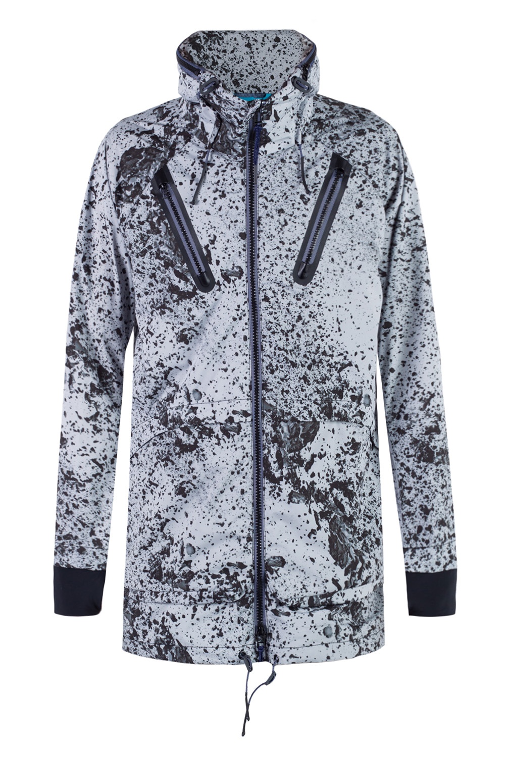 patterned rain jacket