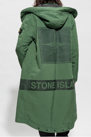Stone Island Fila velour all-over print cropped zip-through hoodie in red