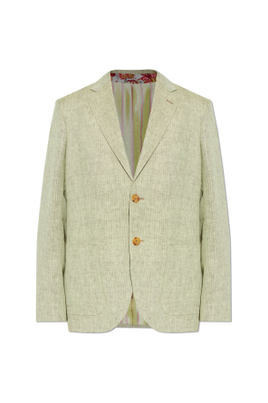 Linen herringbone-patterned blazer