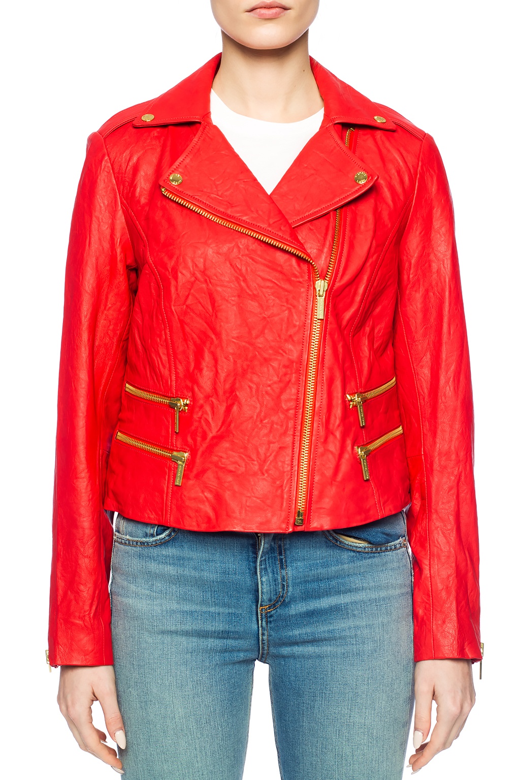 michael kors red leather jacket