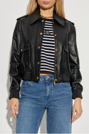 Michael Michael Kors Leather jacket with epaulettes