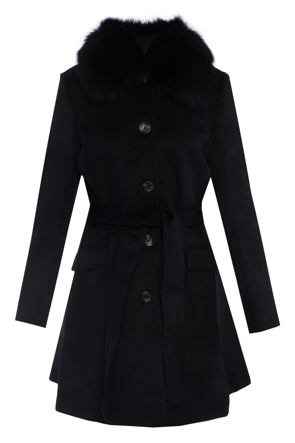 Black Coat with fur collar Michael Michael Kors - Vitkac France