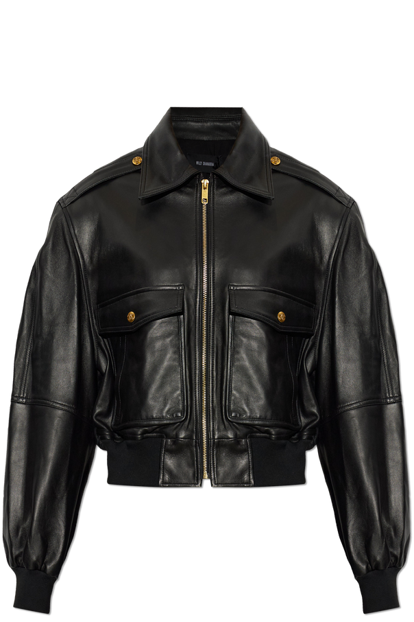 Black leather jacket od Willy Chavarria