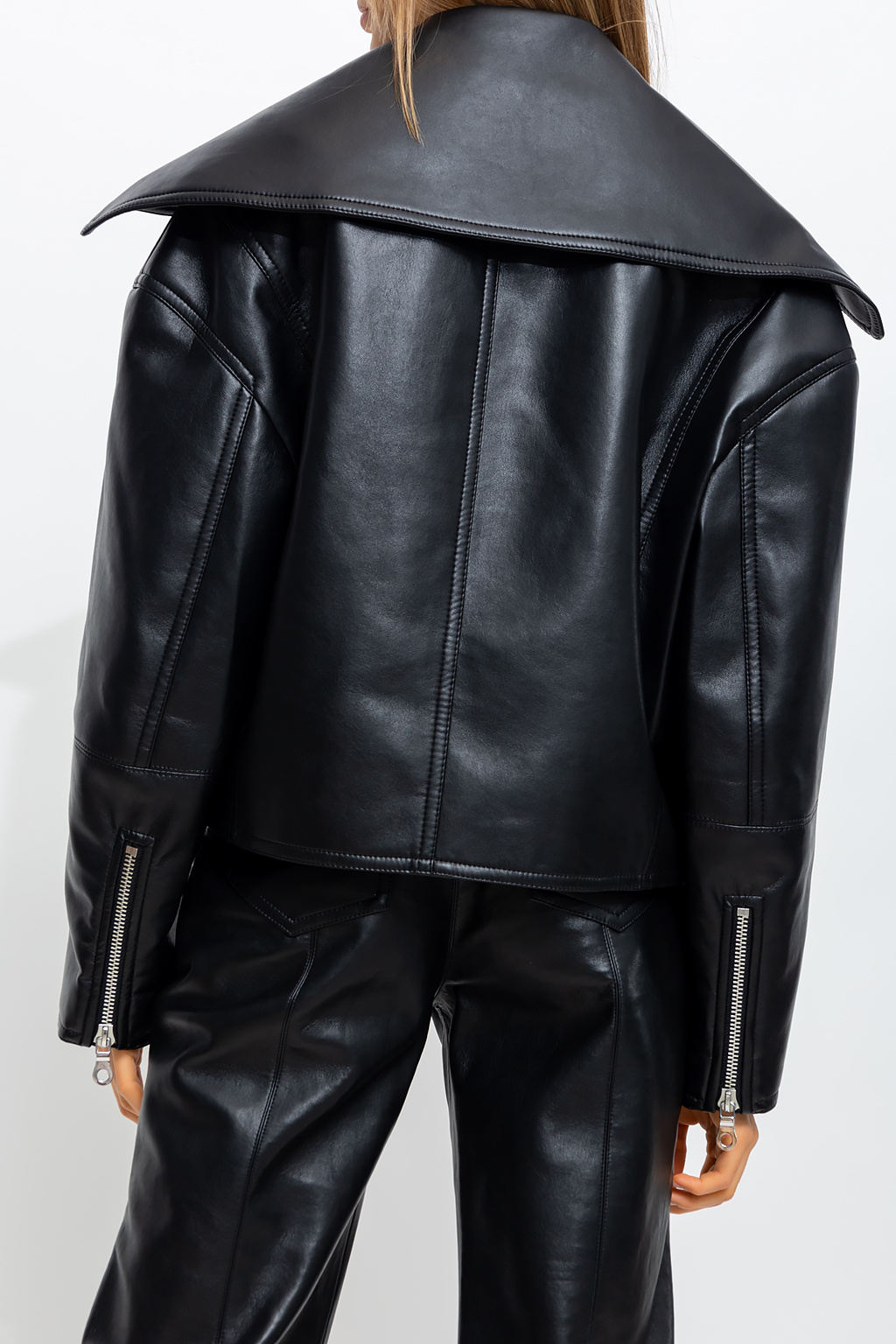 Nanushka ‘Ado’ cashmere jacket in regenerated leather