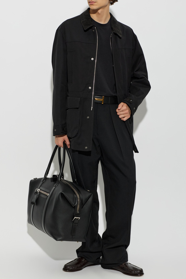 Tom Ford Bunda s koženým golierom