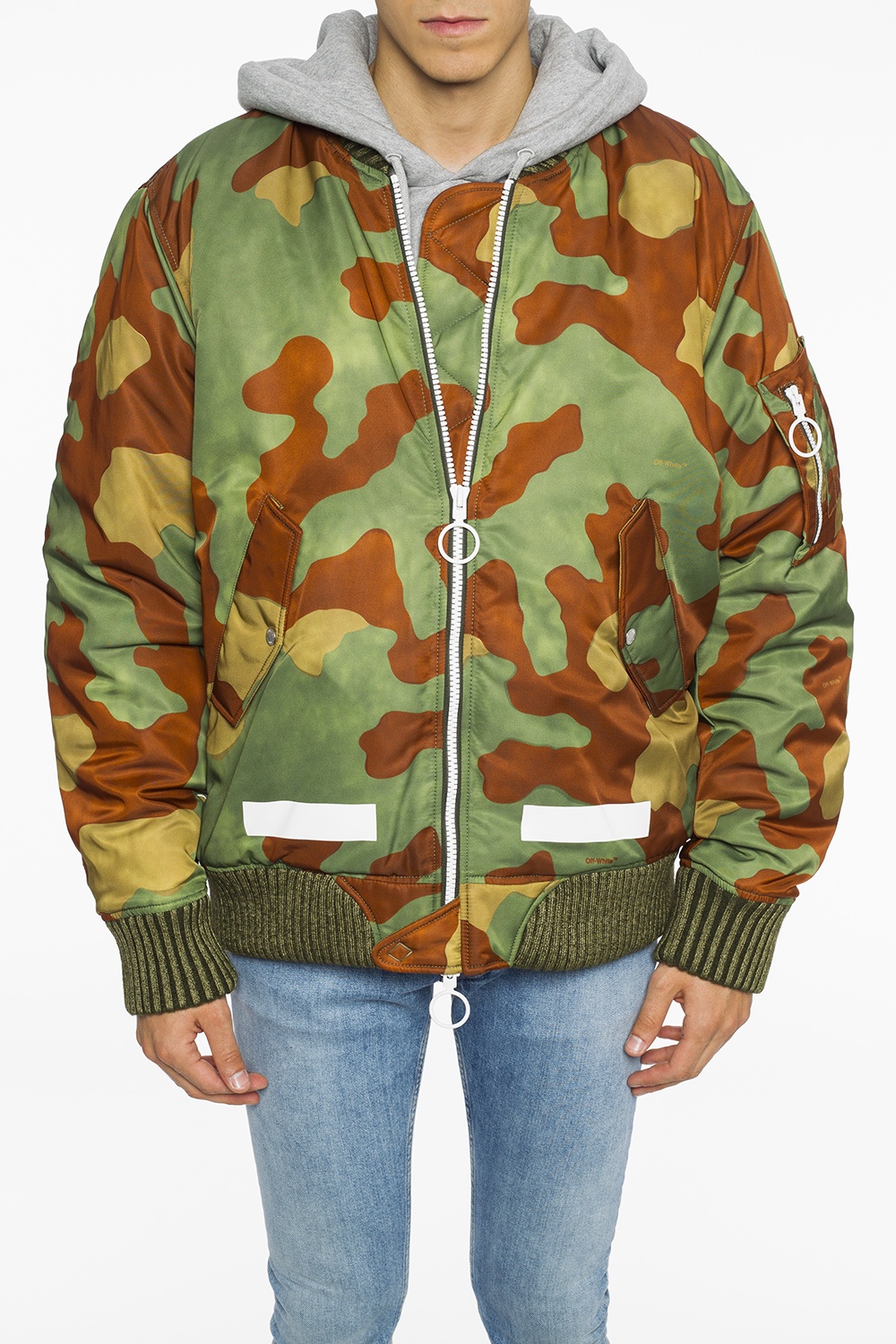 off white bomber jacket camo