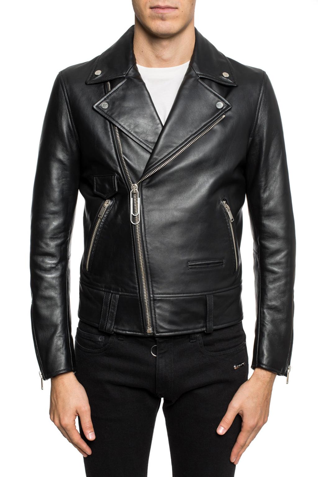 mulighed Rusland Sober Off-White Leather 'biker' jacket with a print | Men's Clothing | Vitkac