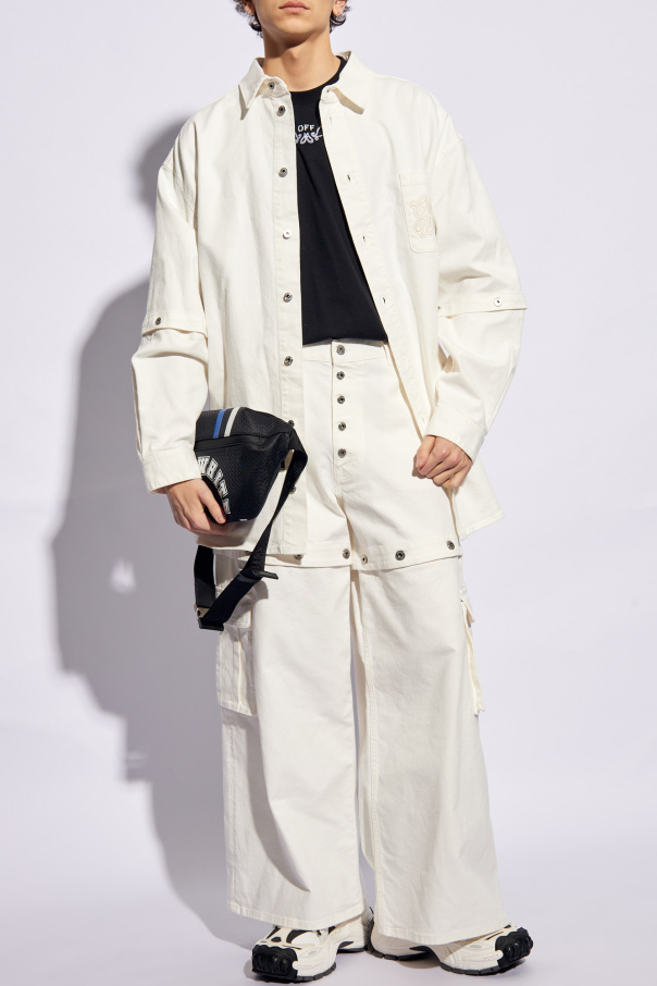 Off-White fur-trim zip-fastening jacket