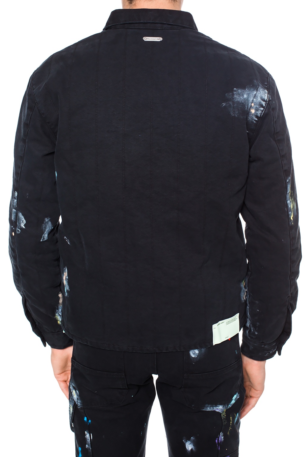 off white paint splatter denim jacket