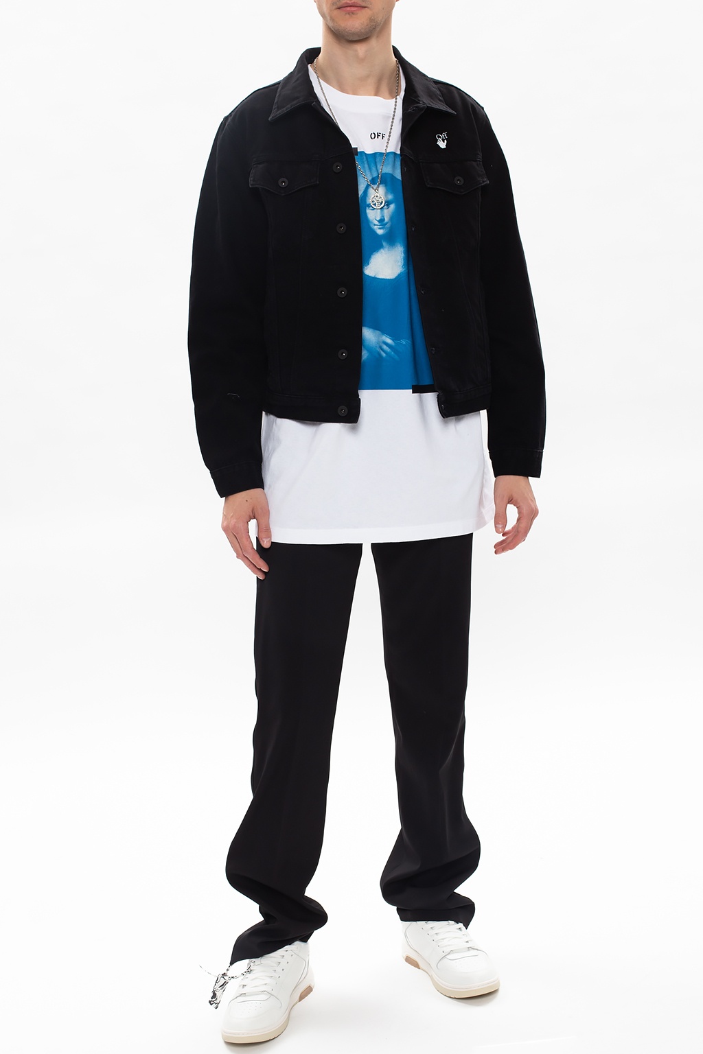 Off-White Spread-collar Merino Long-sleeved Polo Shirt Mens Dark Brown