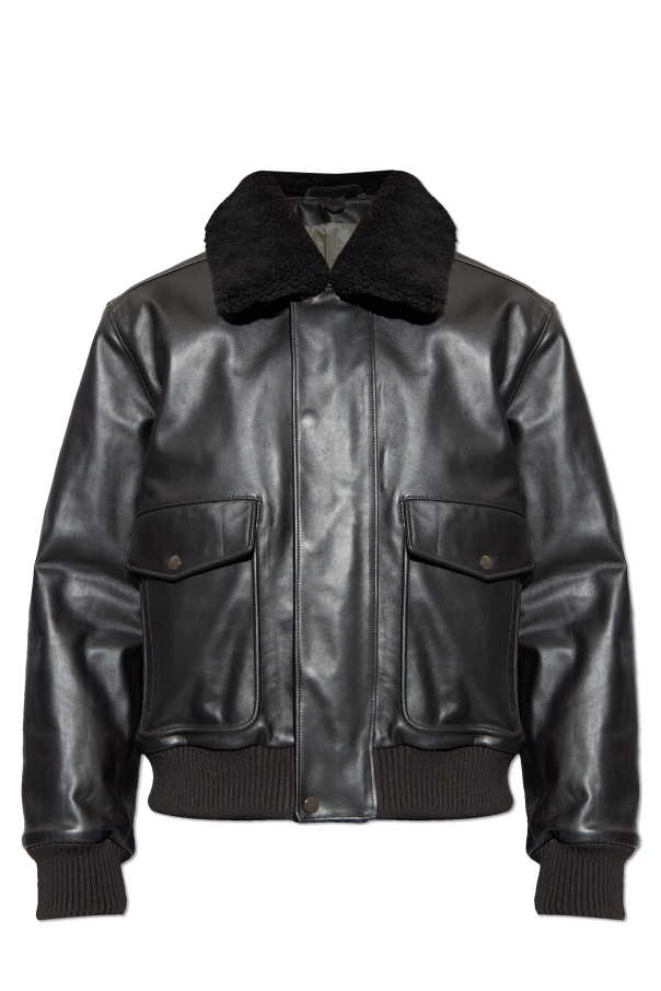 Leather jacket with fur collar od Lemaire