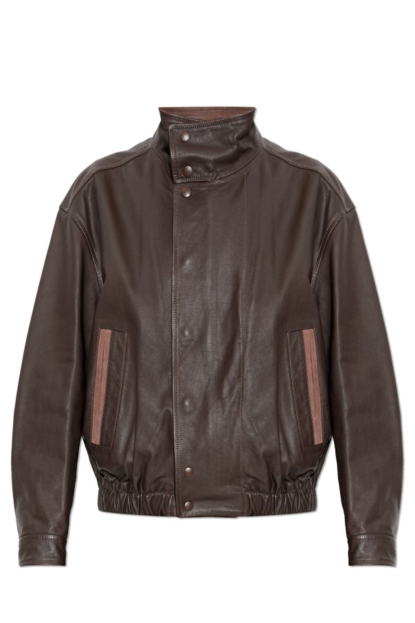 Lemaire Leather jacket with stand-up collar