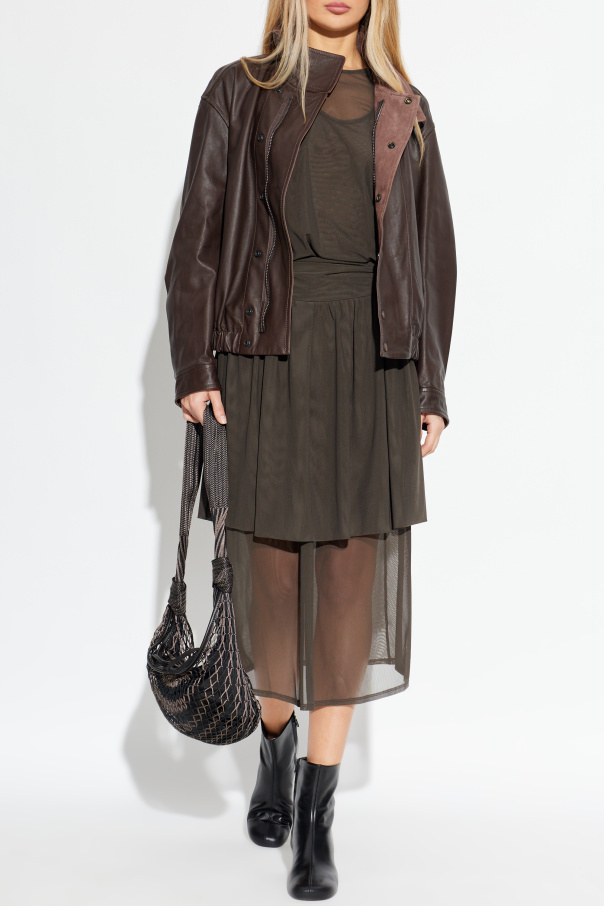 Lemaire Leather jacket with stand-up collar