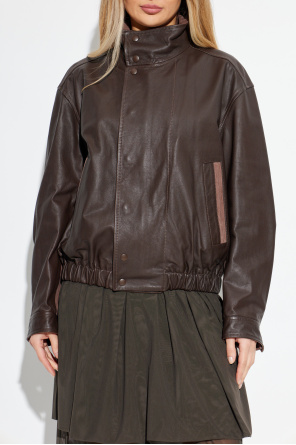 Lemaire Leather jacket with stand-up collar