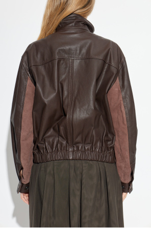 Lemaire Leather jacket with stand-up collar
